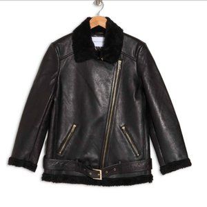 Rebecca Minkoff Sienna Oversized Butter Soft Leather & Shearling Moto Jacket NWT